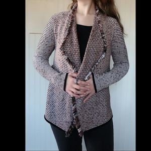 White House Black Market Women's Cardigan Small Multicolored Strech Fringe